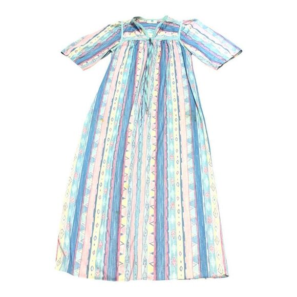 Ashley Ames Vintage Nightgown Southwest Robe Pastel Stripes & Short Sleeves SEE - Picture 1 of 8